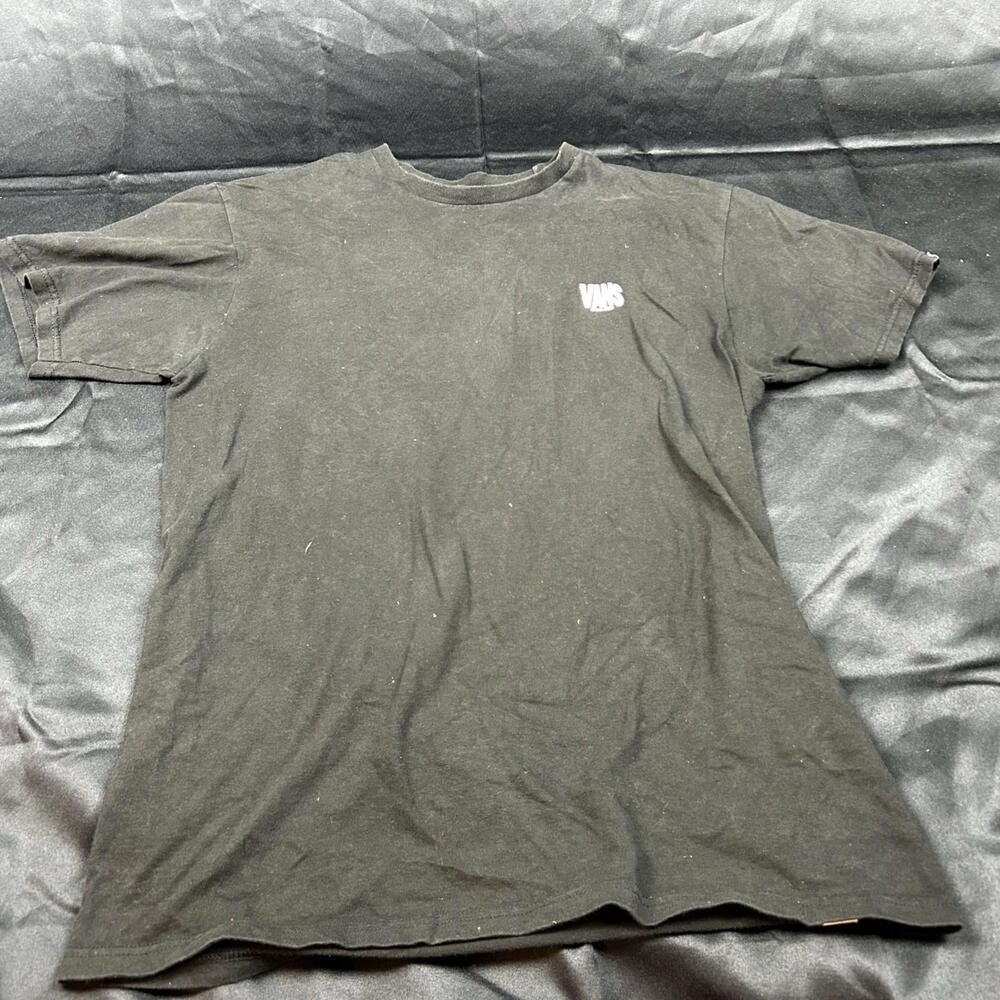 Vans Unisex T-Shirt Size M Black White Short Sleeve Back Graphic EUC - Picture 2 of 6